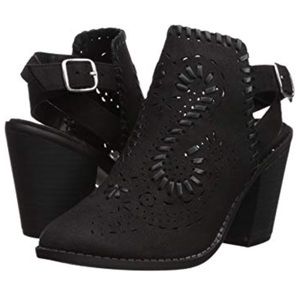Black chunky heel ankle booties